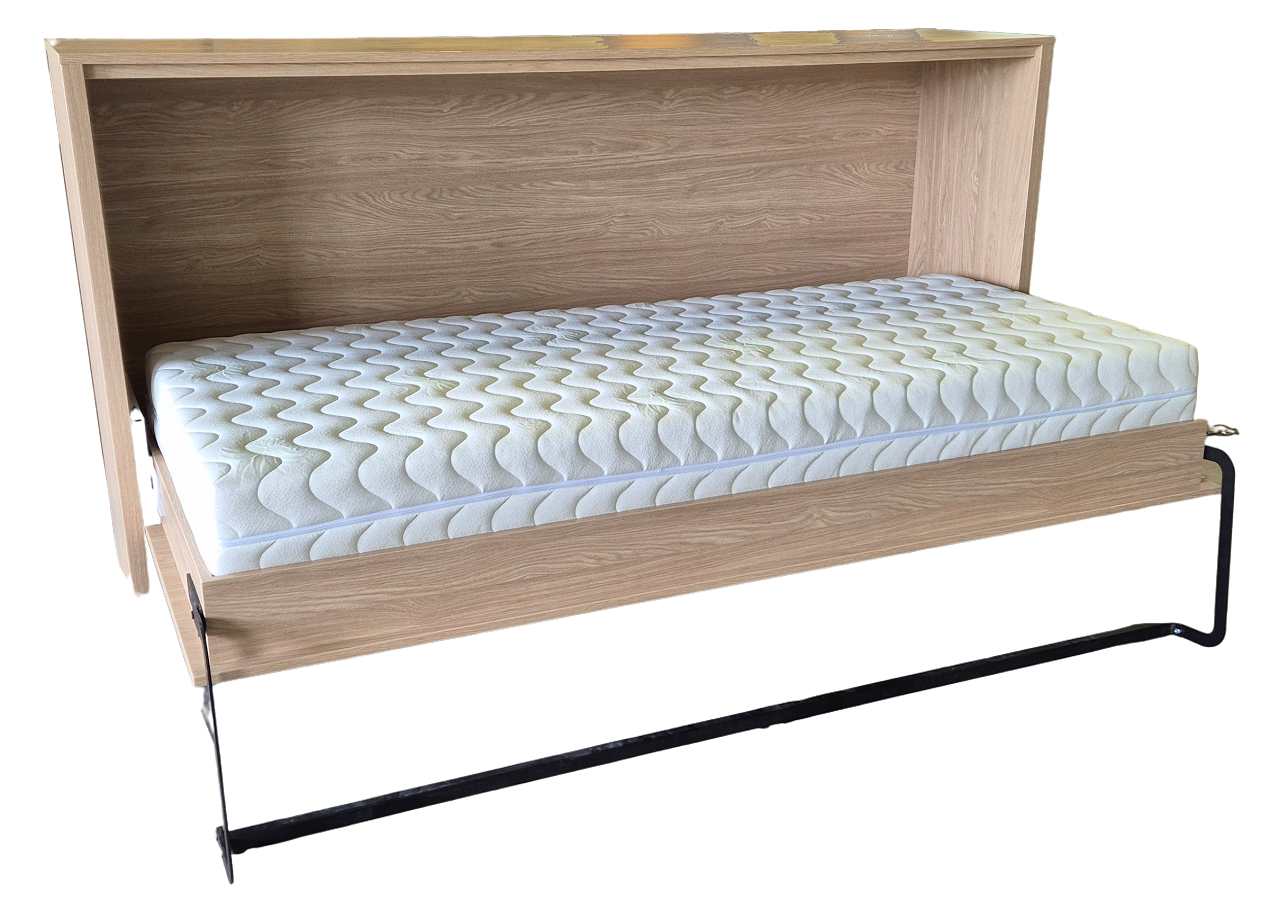 Bett mit Schrank in Holzoptik horizontal massiv